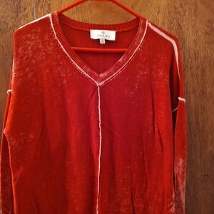 Red V-Neck Sweater By Laurie felt